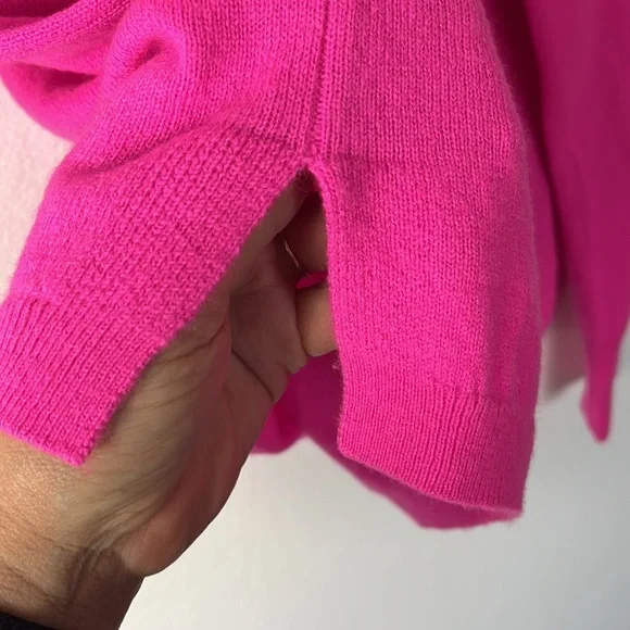 J. Crew 100% Cashmere Sweater Women's Fitted  L Pink Lightweight Knit EUC - Picture 6 of 10